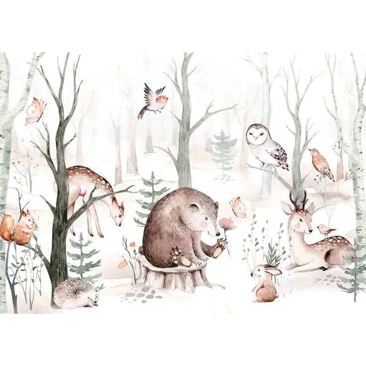 Wildtiere Leinwandbild Kinderzimmer Braun Beige Weiß 70x50 DD123091 Wandbild