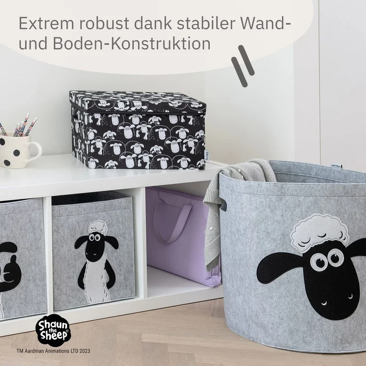 LIFENEY meets Shaun das Schaf Aufbewahrungsbox mit Deckel für Kinder - Box mit dem kultigen Schaf zum Verstauen von Spielzeug - 37 x 25 x 21 cm passend für jedes Kinderzimmer – Bild 7
