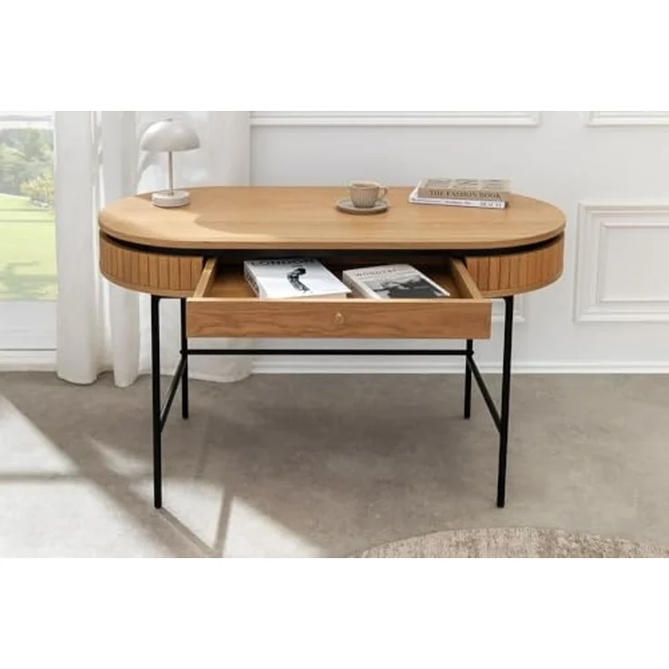 riess-ambiente Schreibtisch ATELIER 120cm natur/schwarz - Eiche, furniert, Schublade, Home Office (Einzelartikel, 1-St), Moderner Konsolentisch - idealer Allrounder f. Wohn- und Arbeitszimmer – Bild 4