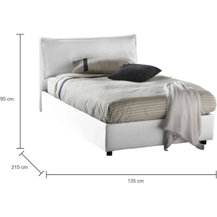 Talamo Italia - Doppelbett Claudia, Bettkasten mit Stoffbezug, 100 % Made in Italy, Öffnung vorne, geeignet für Matratzen 120 x 200 cm, weiß – Bild 2