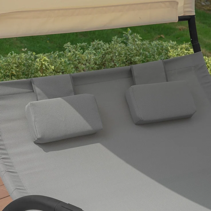 SoBuy OGS50-HG Schaukelliege, Oxford-Gewebe, Lackiert, Grau, 190 x 180 x 123 cm – Bild 4