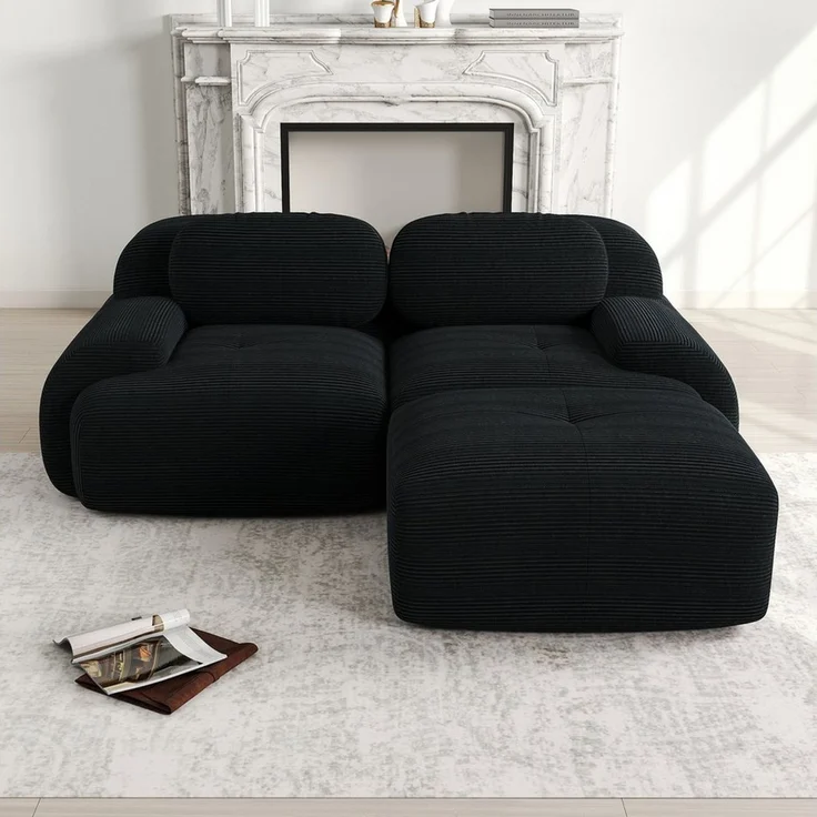 Leawin Sofa Modulares Ecksofa aus Cord mit Bettfunktion & Komfort, Ohne Montage, Kombinierbar – Bild 5