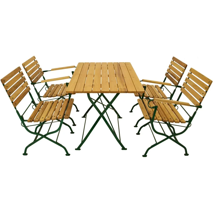 DEGAMO PASSAU Garnitur 5-teilig, Metall + Robinie, grün/natur, Tisch 70x110cm – Bild 1