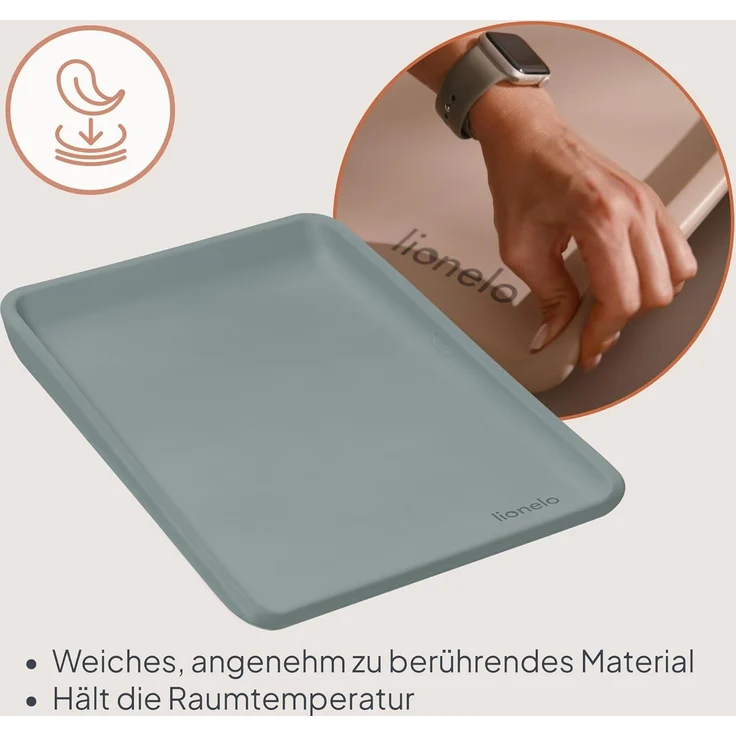 Lionelo Megs Wickelauflage für Wickeltische, wasserdicht, waschbar, multifunktional, weicher PU-Schaum, ca. 50x70 cm, sicher, rutschfest, Designer – Bild 4