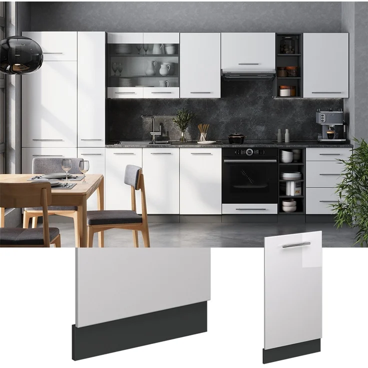 Geschirrspülblende Fame-Line Weiß Hochglanz 45 cm ohne Arbeitsplatte Vicco – Bild 3
