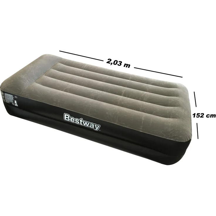 Bestway 'TriTech™' Doppelluftbett mit antimikrobieller Oberfläche & integrierter Elektropumpe, Grau/Schwarz, 203 x 152 x 46 cm – Bild 7