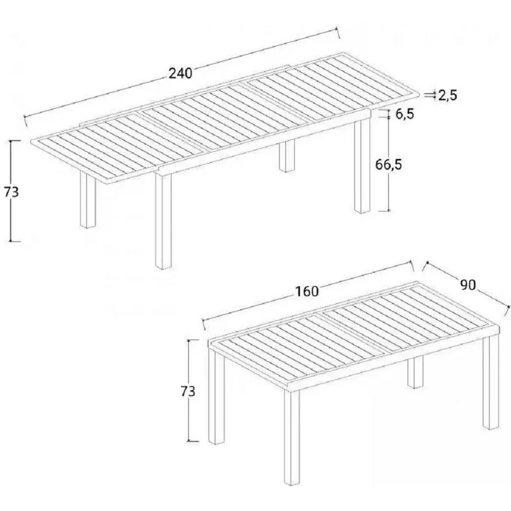 Gardissimo LIFE 7tlg. Alu Gartenmöbel Set Sitzgarnitur stapelbar mit Ausziehtisch – Bild 4