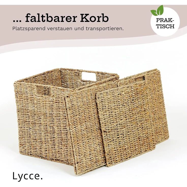 Lycce Regalkorb Kallax Einsatz Lake Aufbewahrungskorb Seegras schwarz 35 l, 33 x 33 x 33 cm – Bild 5