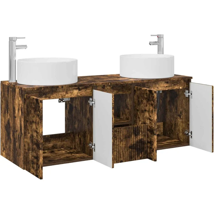 vidaXL Badezimmerschrank-Set 3 stk. Geräucherte Eiche 3405742 – Bild 4
