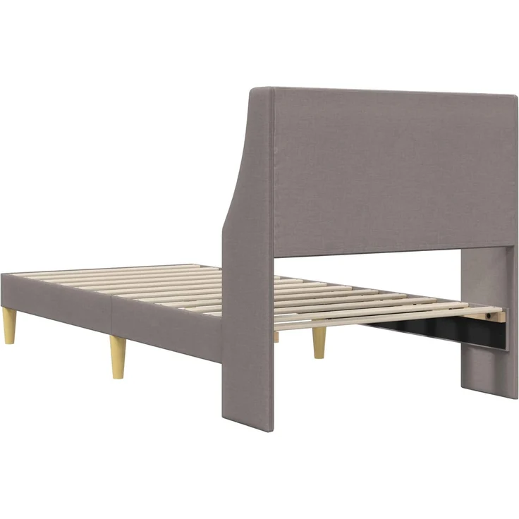vidaXL Bettrahmen mit Kopfteil, Stoff Taupe, 90x200 cm – Bild 6