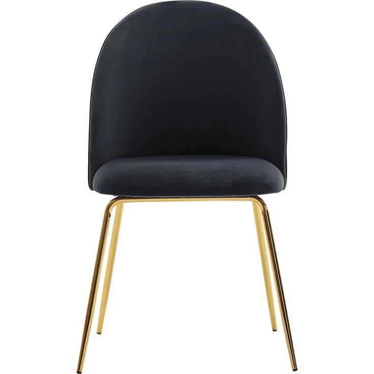 Esszimmerstuhl 2er Set Samt Schwarz gepolstert goldene Beine Skandinavisch – Bild 4