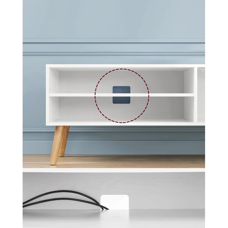 Vasagle TV-Schrank für Fernseher bis zu 55 Zoll, Holz weiß, 120 x 40 x 49 (BxTxH) cm – Bild 2