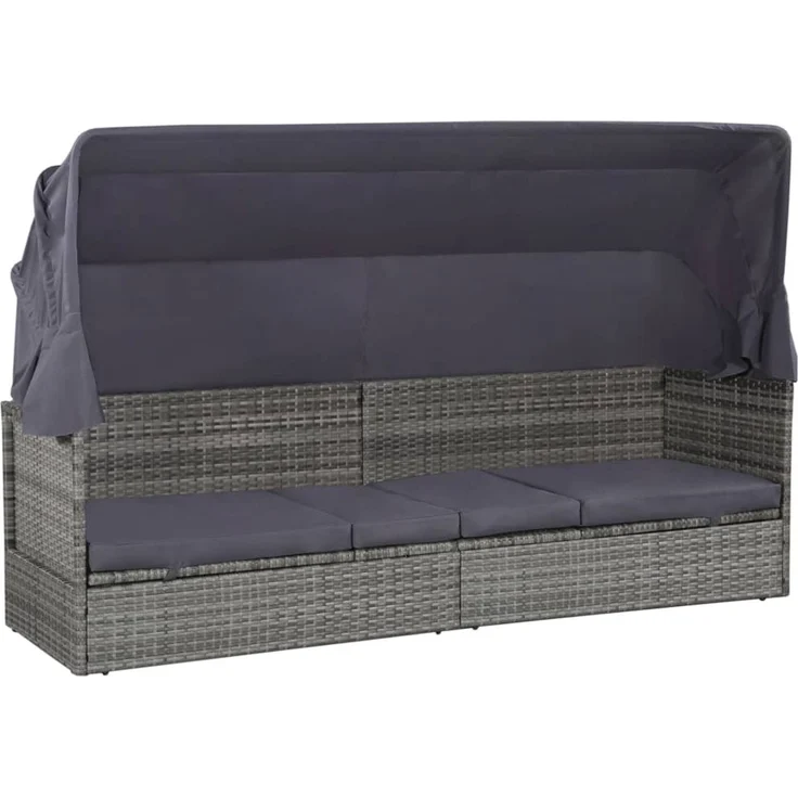 vidaXL Gartenbett mit Baldachin Grau 205×62 cm Poly Rattan 43962 – Bild 1