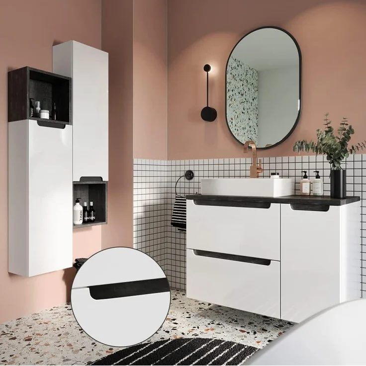 Lomadox Hängeschrank SOFIA-107 Badmöbel drehbar um 180° in Hochglanz weiß lackiert, : 30/60/22 cm – Bild 7