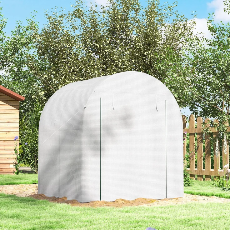 Outsunny Folientunnel, Stahl, Kunststoff, Weiß, 180L x 180B x 200H cm – Bild 8