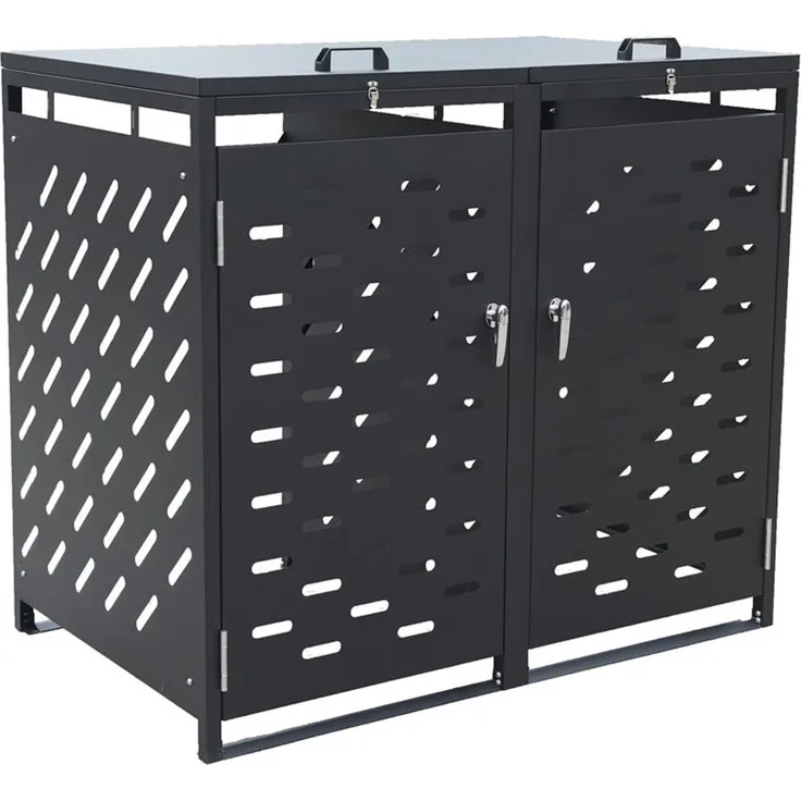 Mülltonnenbox Müllbox Mülltonnenverkleidung 2 Türen Box Anthrazit mit Deckel