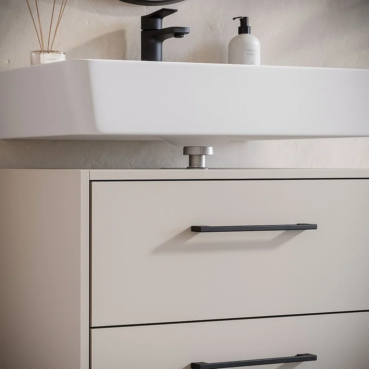Waschbeckenunterschrank Florence 60 x 35 cm Cashmere - Hängender Badezimmerschrank mit 2 Schubladen – Bild 5