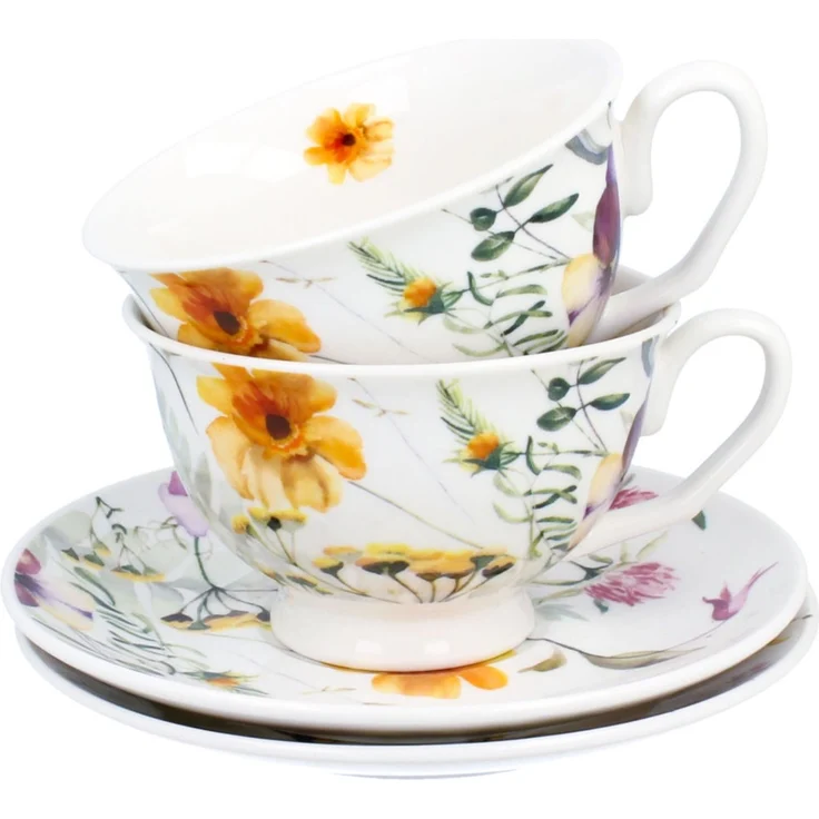 DUO 2er-Set Tassen PANSY, 250 ml mit Untertassen, New Bone China Porzellan, in Geschenkbox – Bild 5
