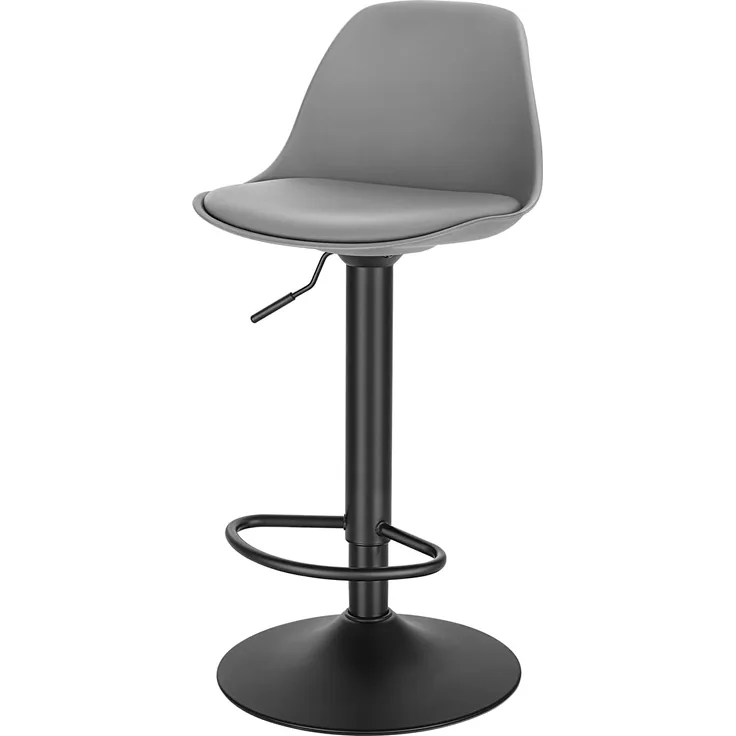 EUGAD 0650BY-1 Barhocker 1x Tresenhocker mit Rückenlehne, Barstühle Höhenverstellbar und 360° Drehbar, Zeitgenössisch für Esszimmer, Bar Grau