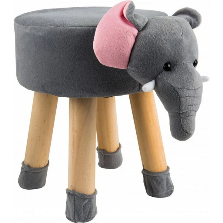 dasmöbelwerk Kinderhocker Tierhocker Stoff Holzbeine Deko Hocker Kinderhocker Kinder Elefant – Bild 1