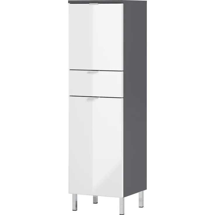 Midischrank >M-415< (BxHxT: 34x120x34 cm) in anthrazit | weiss