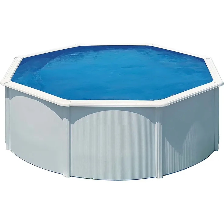 SwimFun Stahlwandpool rund Ø350 × H132 cm – Komplett-Set in Weiß für Familie & Garten