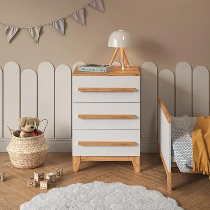 Kommode Malia Weiß/Artisan 60 x 88 cm mit 3 Schubladen Vitalispa – Bild 3