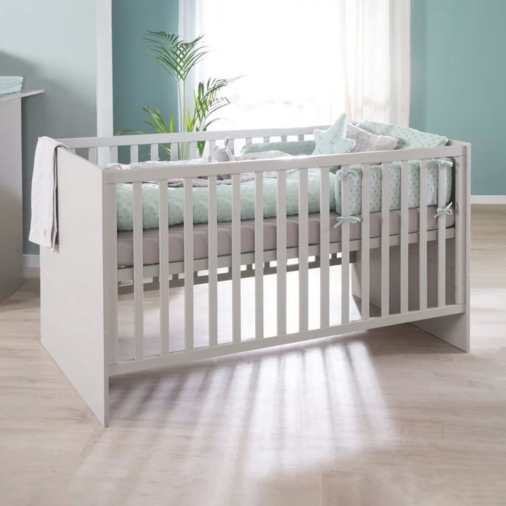 roba Babyzimmer Set Lea 2-teilig Babybett 70x140 cm Wickelkommode Beige/Grau – Bild 2