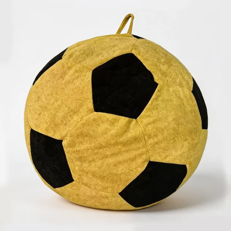 Kleiner, fußballförmiger Sitzsack, mehrfarbige Ziernähte, großer Sitzsack, bequemes Sofa zum Entspannen für Schlafzimmer, Wohnzimmer, Leseecke, Lounge-Sessel für Erwachsene und Jugendliche – Gelb + Schwarz – 48 x 38 x 21 cm – YOUDENOVA – Bild 9