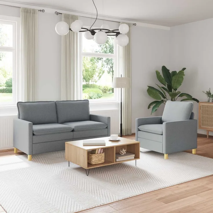 vidaXL Sofa Set 2 stk. Hellgrau Stoff 3417059