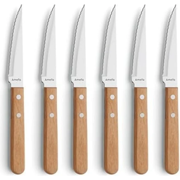 Amefa 'PIZZA' Steakmesser Set 6-teilig, Holz natur, 8 cm – Bild 3