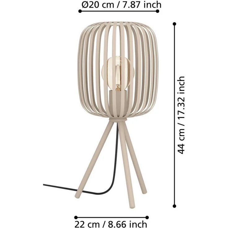 EGLO Tischleuchte Tischleuchte ROMAZZINA, exkl. E27, Stahl, Tischlampe, Ein-/Ausschalter, ohne Leuchtmittel, Stativ Nachtischlampe, 20x 20x43,5cm, Dreibein, Deko Schlafzimmer – Bild 2