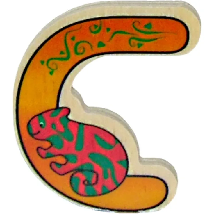 Hess Holzspielzeug 0044C - Buchstabe aus Holz, mit buntem Tiermotiv passend zum Konsonant C, ca. 5x6 cm groß, handgefertigt, als Dekoration für´s Kinderzimmer