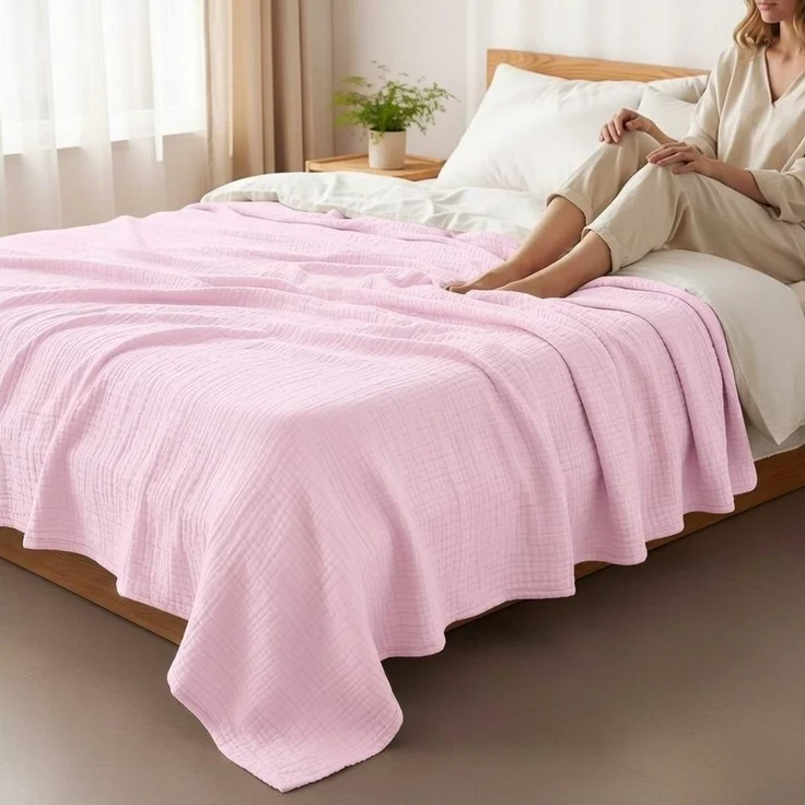 Wohndecke Musselin Decke, JASLIFE, Sommerdecke,100% Baumwolle – Bild 2
