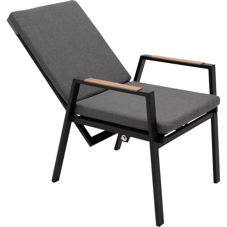DEGAMO Gartensessel BILBAO, Alu anthrazit, Armlehnen Holzoptik, stufenlos verstellbar – Bild 3