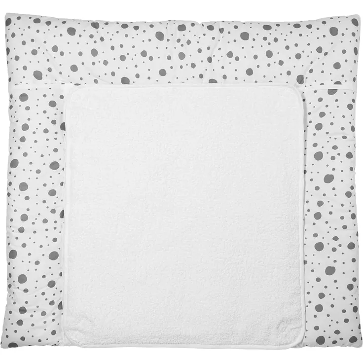 Meyco 428055 3-Keil Wickelauflage mit abnehmbaren Frotteebezug, DOTS, Weiß