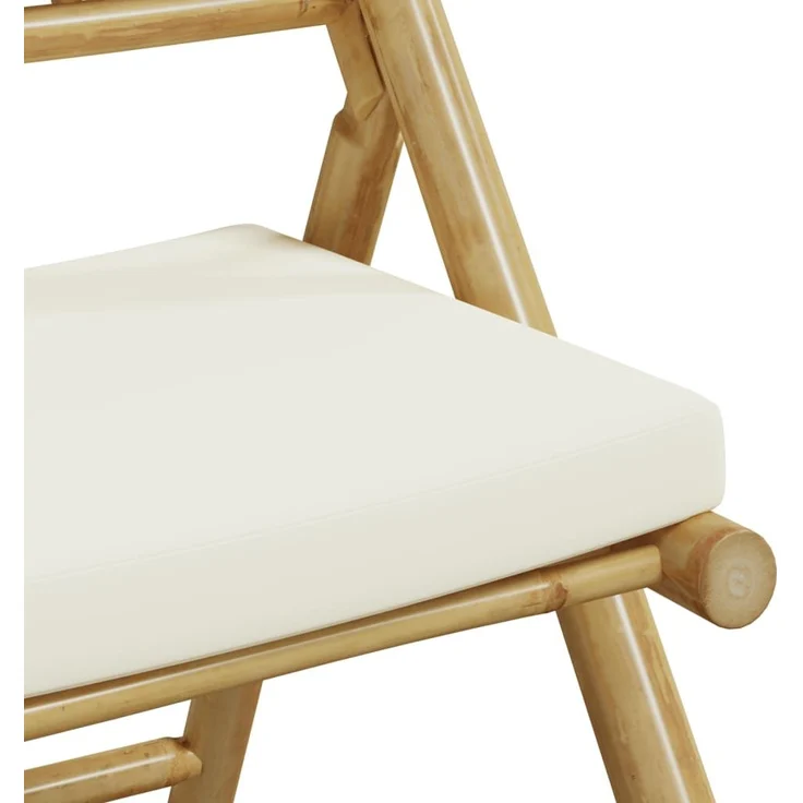 vidaXL Bistrostühle 6 Stk. Klappbar mit Cremeweißen Kissen Bambus 3208924 – Bild 7