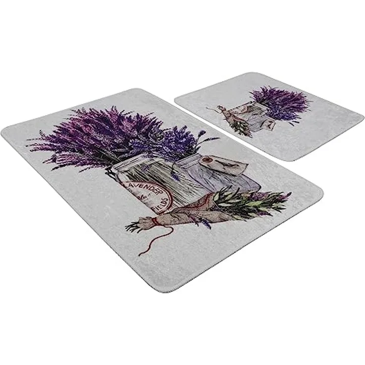 Badteppich Set 2 TLG. lila Flower