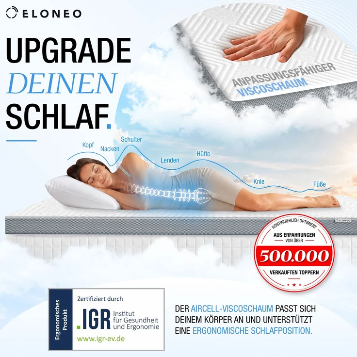 ELONEO Visco Topper Matratzenauflage 160 x 200 x 5 cm – Bild 4