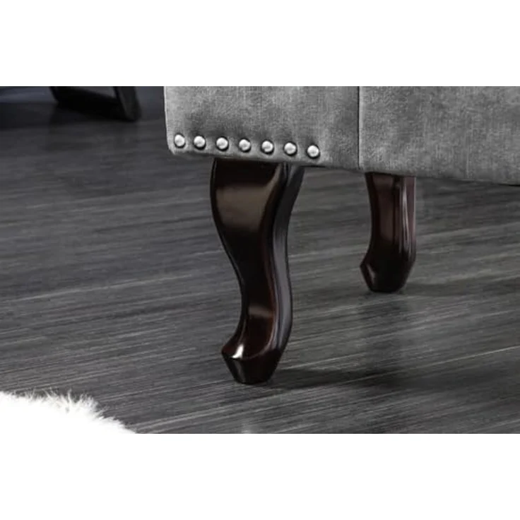 riess-ambiente Fußhocker CHESTERFIELD 80cm grau / dunkelbraun (Einzelartikel, 1 St), Wohnzimmer · Samt · Wellenunterfederung · Chesterfield Design – Bild 6