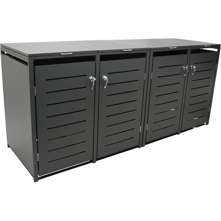 DEGAMO KÖLN Mülltonnenbox 4-er, Stahl verzinkt, anthrazit, 264x80x116cm für 4x Tonnen bis 240 Liter – Bild 6