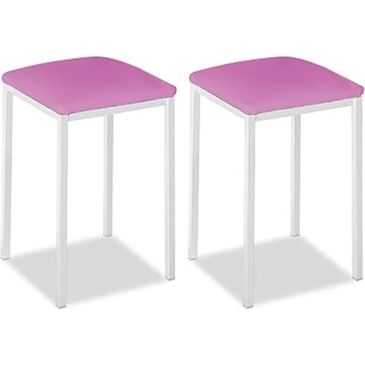 ASTIMESA Küchenstuhl aus Metall mit offener Rückenlehne, Rosa, 35 x 35 x 45 cm – Bild 1