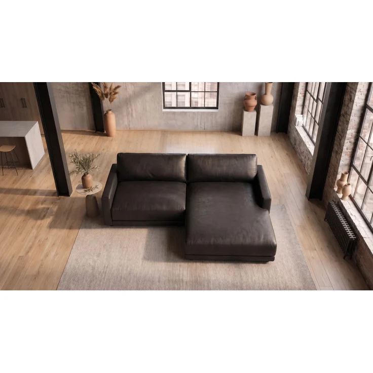 KAWOLA Sofa MARLIN Ecksofa Lederfaserstoff schwarz Longchair rechts 80 x 168 x 262 cm – Bild 4