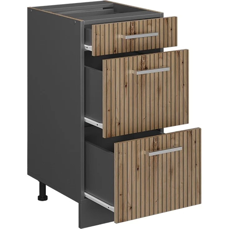 Küchenunterschrank R-Line Artisan-Eiche 40 cm mit Schubladen, AP Anthrazit Vicco – Bild 4