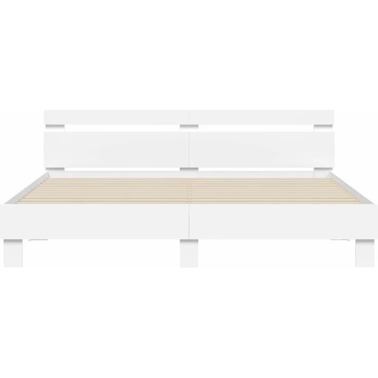 vidaXL Bettrahmen mit LED mit Kopfteil Weiß 193 x 203 cm Holzwerkstoff 3402853 – Bild 6