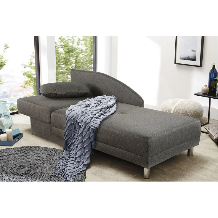 Récamiere-Schlafsofa Federkern Couch Liege Gästebett mit Bettkasten in Grau – Bild 3