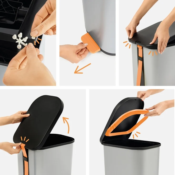 Rotho Treteimer Ribo 35 L weiß grau Mülleimer – Bild 4