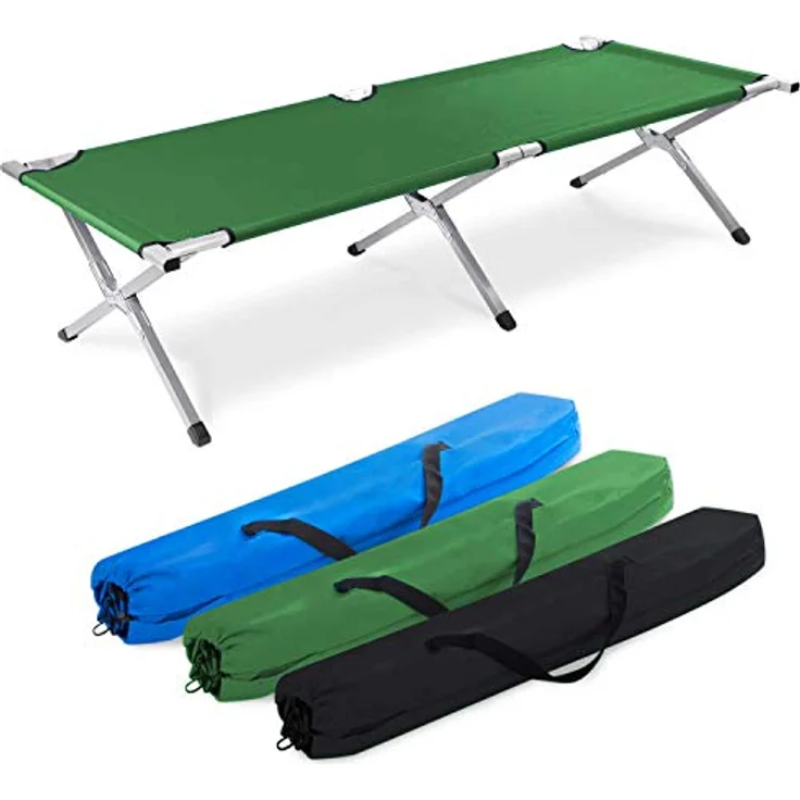 Goods+Gadgets Feldbett Faltbares Army-Bett (Campingbett, Klappbett) Gästebett aus Aluminium – Bild 2