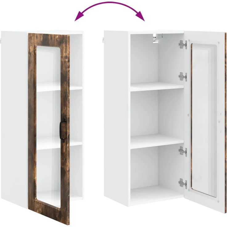vidaXL Wandglas-Schrank PORTO Räuchereiche 40 x 31 x 100 cm 885450 – Bild 11
