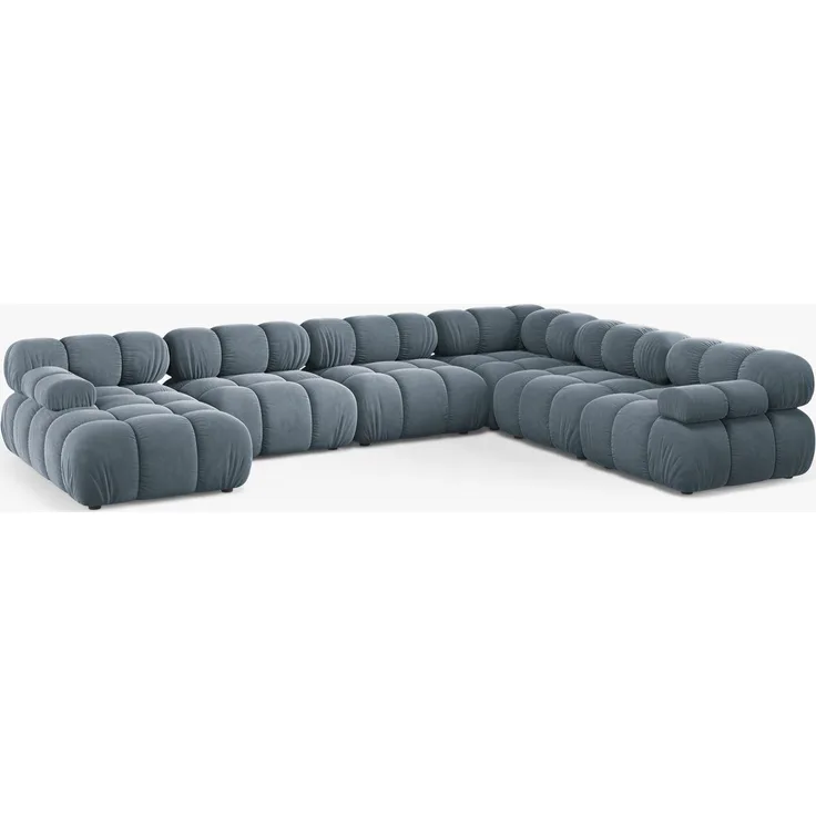 Micadoni Modulares Panorama Ecksofa Bellis 8-Sitzer Samt Bluvel Hellblau Rechts